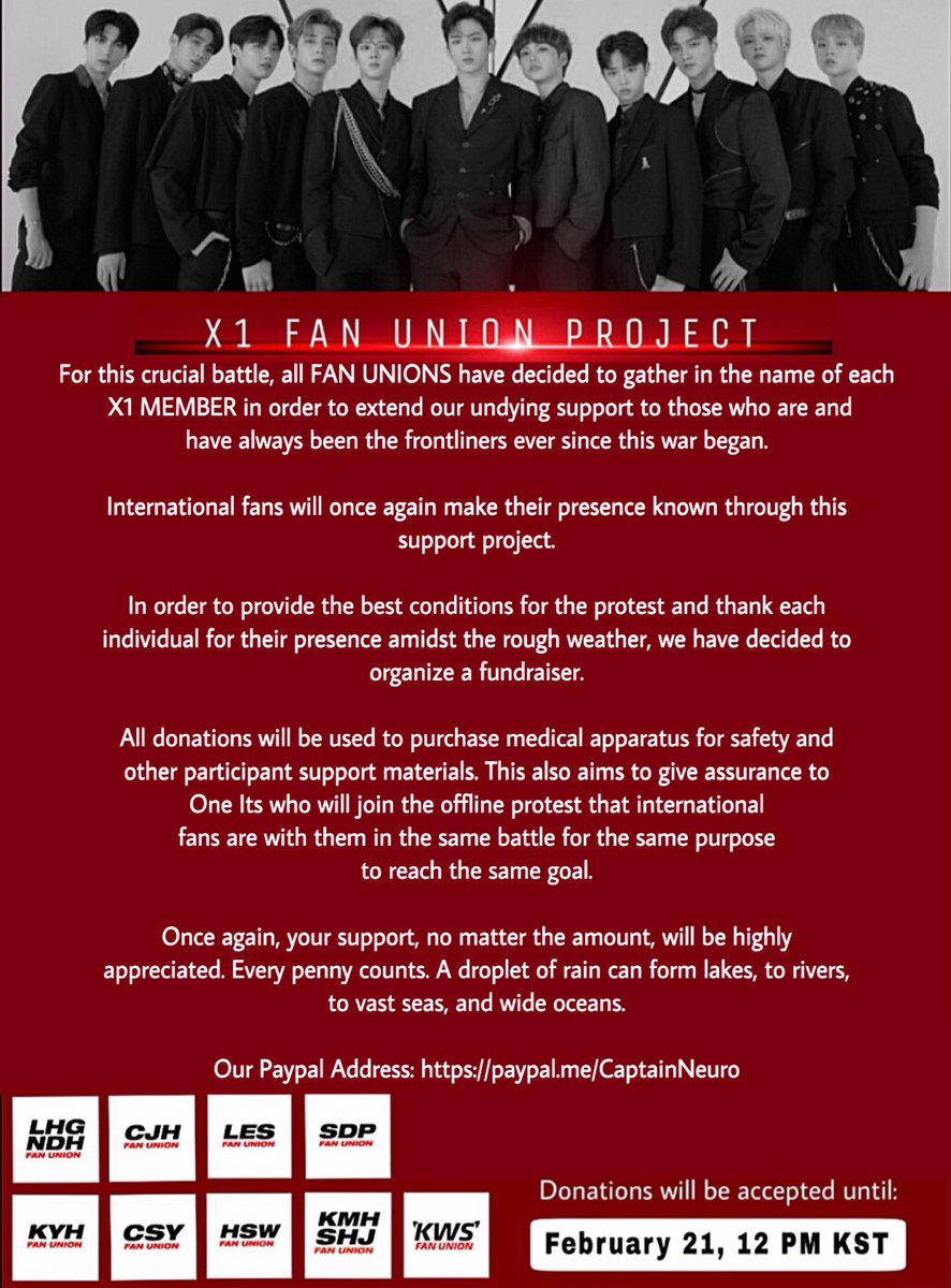 LHGNDH_FanUnion's tweet photo. ONE ITS!
To give assurance to those who'll join the offline protest, X1members' INTL FAN UNIONS are raising funds to support the purchase of medical apparatus and participant support!
Donations link: https://t.co/Pylab5IZWh
We're counting on your undying support!
#UnionForX1 https://t.co/WaacnMQVZy