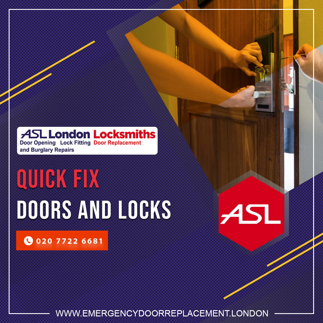 Looking for an Emergency Locksmith? ASL Locksmith is there to quickly fix your doors or locks. Contact Now!
bit.ly/2V56C4e

#locksmith #emergencydoorrepair #locks #door 
#24hourlocksmithlondon #locksrepair #BurglaryRepair
#locksmiths #doorrepair #Burgled #DoorReplacement