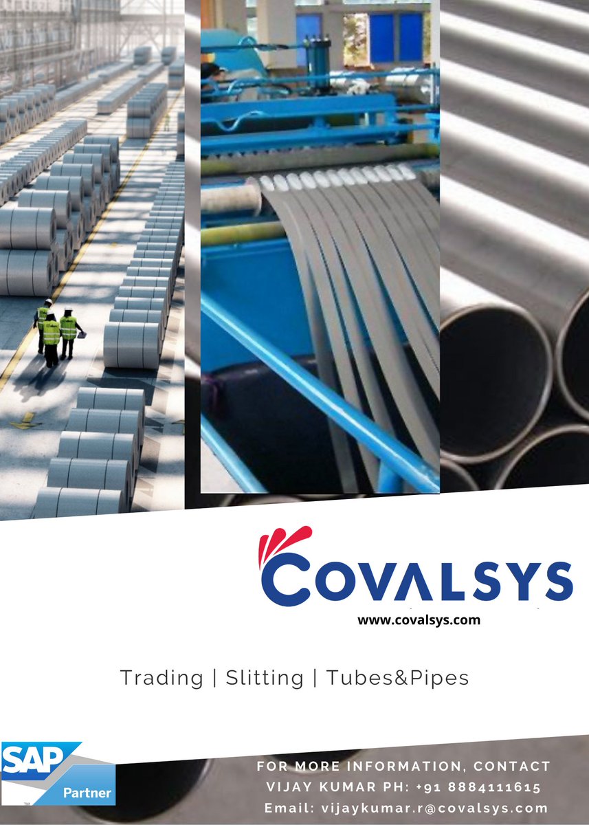 End to End process mapping from coil trading, coil slitting, tube forming, ERW welding, cutting, zinc coating, hydrostatic testing and stenciling. Request for FREE product demo at covalsys.com
#covalsysoft