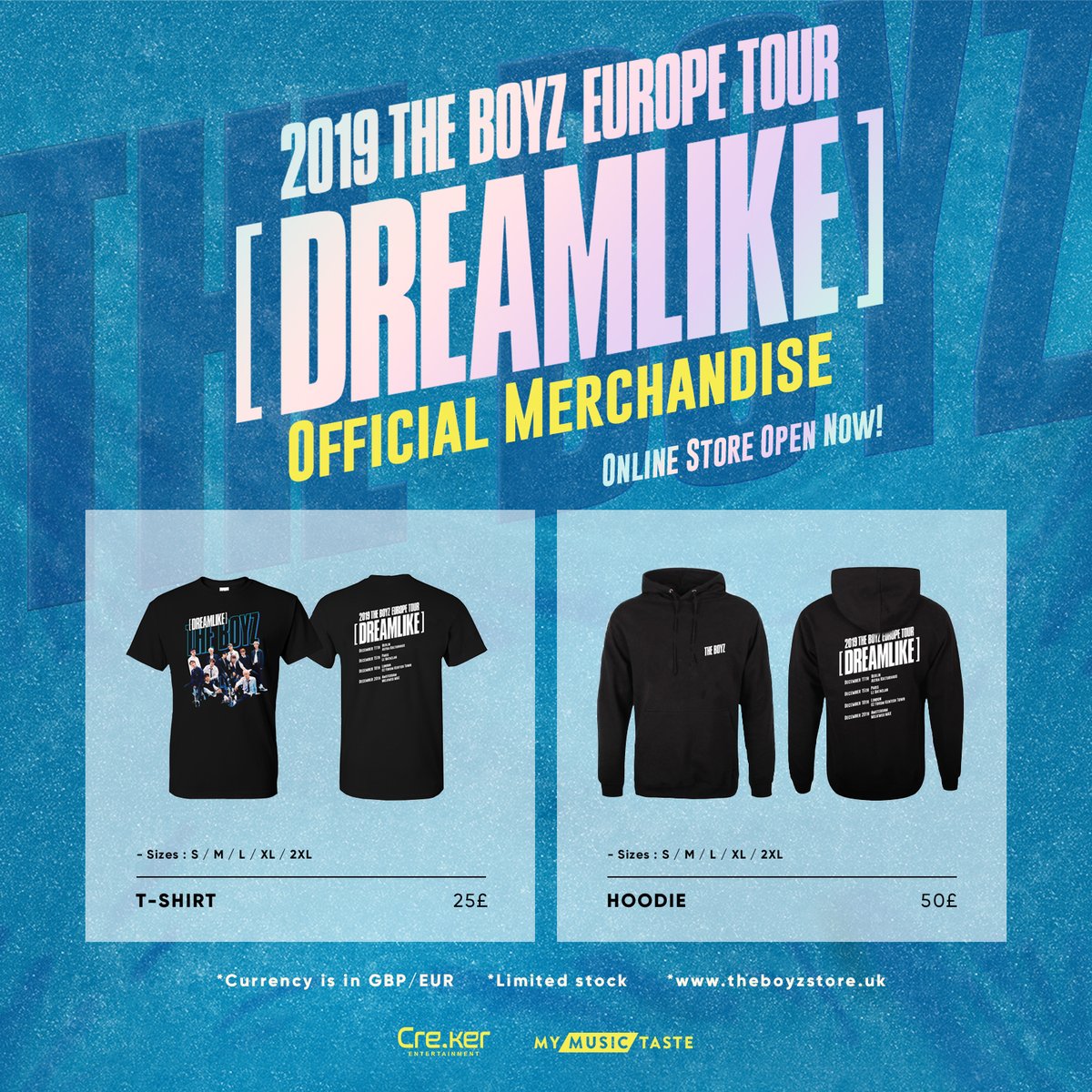_mymusictaste's tweet photo. 🔹Thank you for your patience, #THEBs! THE BOYZ EUROPE TOUR [DREAMLIKE] official MD is finally available online. Get yours now via 👉https://t.co/7PptXsQhuz

If you want to bring them to your cities, Make THE BOYZ 👉https://t.co/b9ITDAIEWJ

#THEBOYZ #DREAMLIKE with #MyMusicTaste https://t.co/TiirJ7KRxU