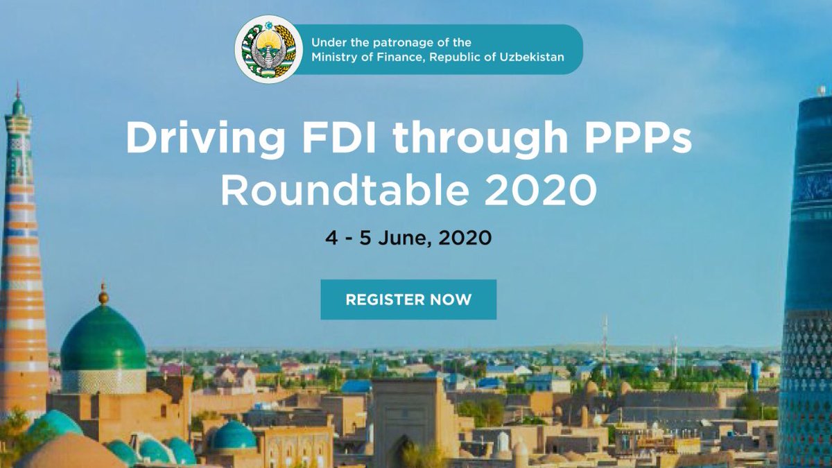 The Registration for our upcoming conference "Driving FDI through PPPs Roundtable 2020" is now open. 

Register Now at uzbekppp.com and learn more about this opportunity!

#ppp #uzbekistan #tashkent #economy #finance #strategicconference #fdi #roundtable2020 #finance