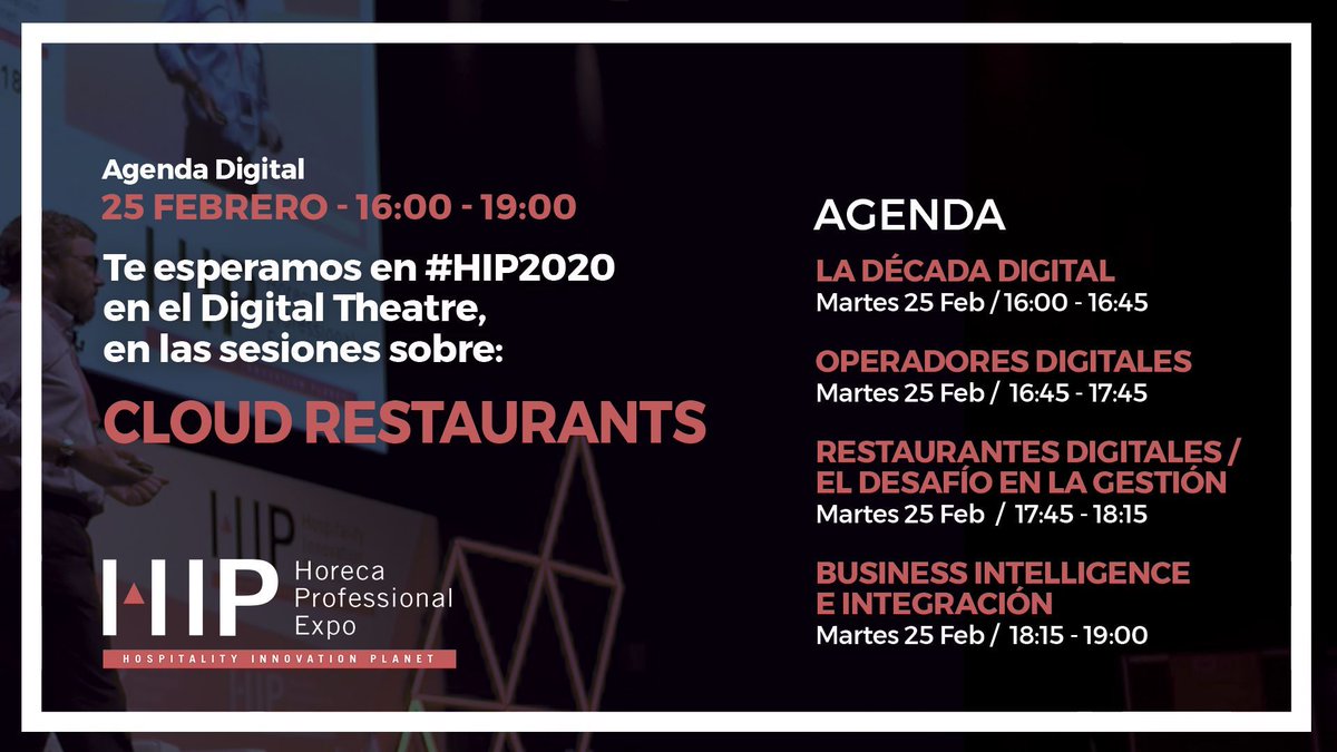 Fedeflich's tweet photo. 📣 #AgendaDigital #HIP2020 El 25 hablaremos de Business Intelligence e integración en #CloudRestaurants @expohip
📍 ¿Dónde? Digital Theatre.
🕓 ¿Cuándo? A partir de las 18:15h.
🗣️ ¿Con quién? #ladition #Arentia @mrmsolutionssl @MapalSoftware
https://t.co/gESyEbeYwg https://t.co/UQ8V59Oa3N