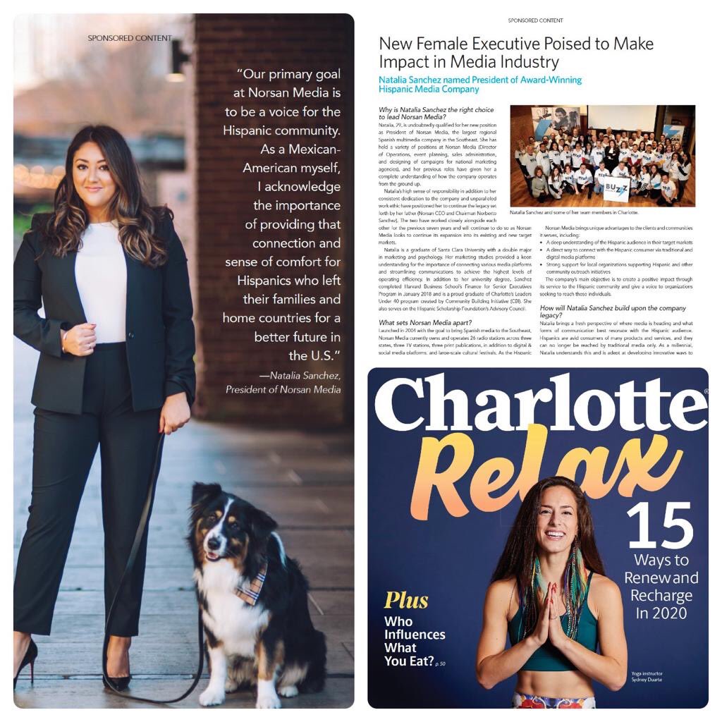 ⁦<a href="/NorsanMedia/">Norsan Media</a>⁩’s Natalia Sanchez talks about her experience working in the #media industry in ⁦<a href="/CharlotteMag/">Charlotte magazine</a>⁩ Feb issue ⁦<a href="/laraza1061fm/">La Raza 106.1 FM</a>⁩ ⁦<a href="/holanewsnc/">HOLA News NC</a>⁩ ⁦<a href="/latina1023fm/">Latina 102.3FM</a>⁩