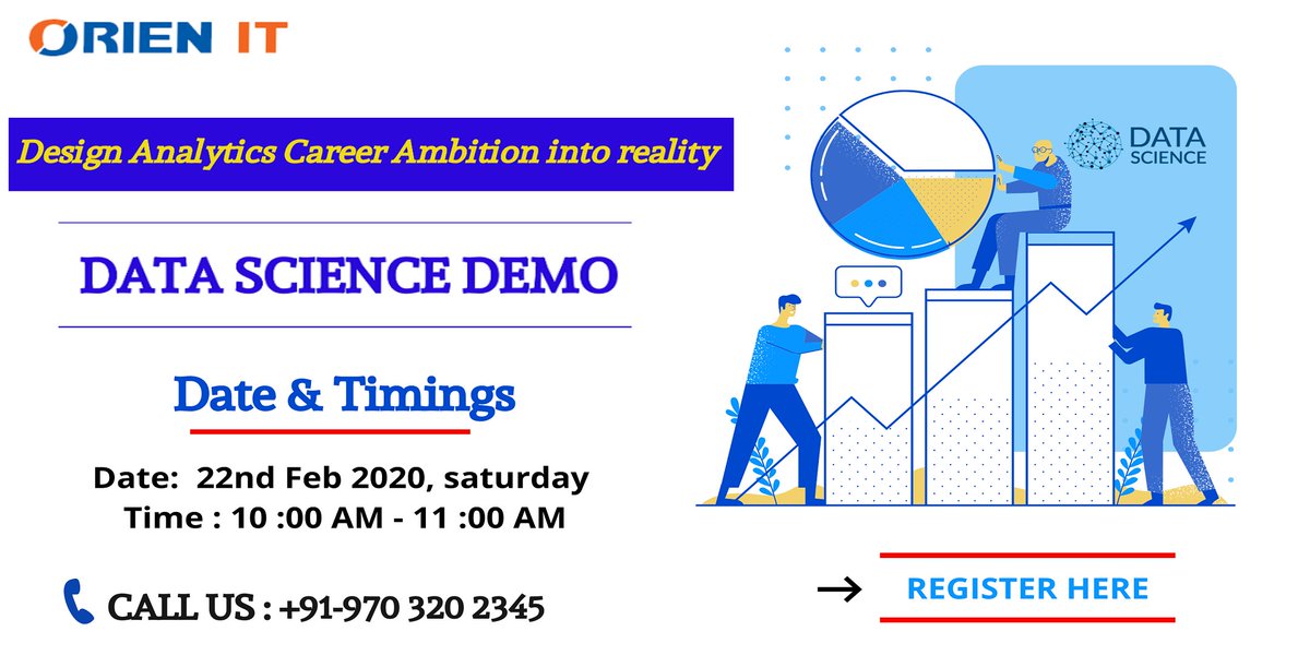 Orien_IT's tweet photo. Wait, no more. Hurry UP !! Join us #OrienIT Free #DataScience Demo session on 22nd Feb 2020 ,#SaturdayMorning @ 10 AM
For Registration: https://t.co/gdnIVcwdpi
=>https://t.co/q1YLkSZH7q
For More Details: https://t.co/KpHHQbApdS
#townscript #datasciencetraininginhyderabad https://t.co/aPePA5jZOI