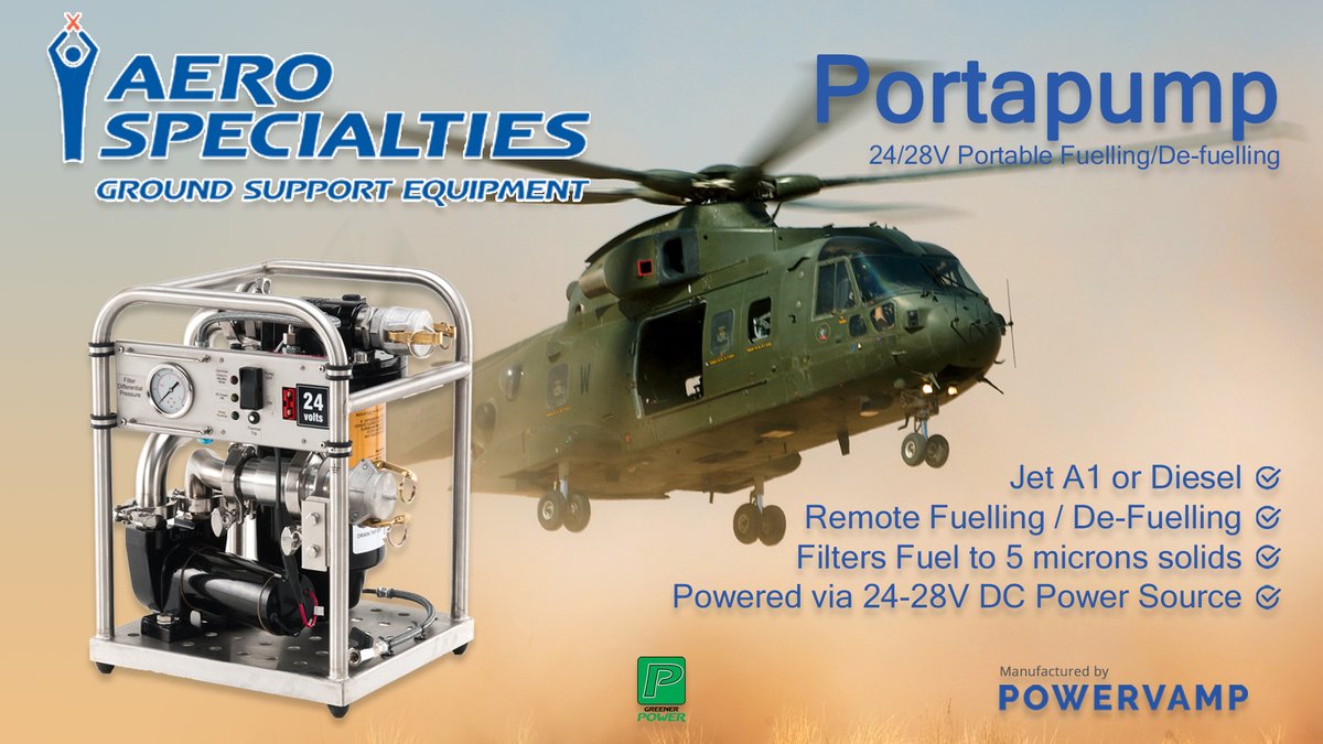 A unique solution for fuelling or de-fuelling an aircraft or helicopter in remote locations has been engineered by <a href="/Powervamp/">Powervamp</a>.

<a href="/aerospecialties/">AERO Specialties</a> are the worldwide distributor of the 
and can be contacted here - sales@aerospecialties.com

Full information
powervamp.com/products/porta…