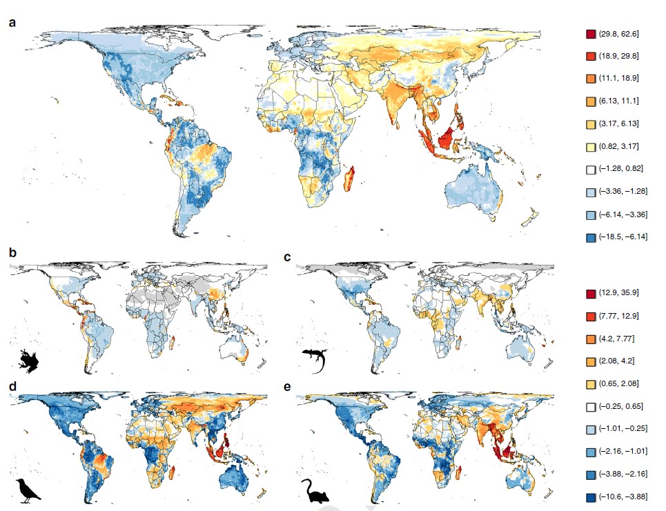 Our new paper is now out in <a href="/NatureComms/">Nature Communications</a>, which explores if global patterns of threatened vertebrate species richness are driven more strongly by environmental features or human activities? rdcu.be/b1XI5  

<a href="/PS_Applied_Ecol/">Philip Stephens</a> <a href="/CEGDurham/">CEG Durham</a>  <a href="/forestservice/">USDA Forest Service</a> <a href="/DurBiol/">Durham BioSciences</a>