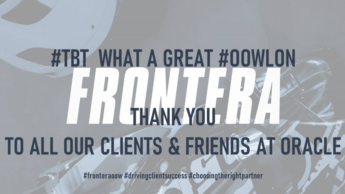 #TBT Thank you to all our clients and friends at @Oracle!

See you next year!

#OOWLON #fronteraown #drivingclientsuccess #choosingtherightpartner