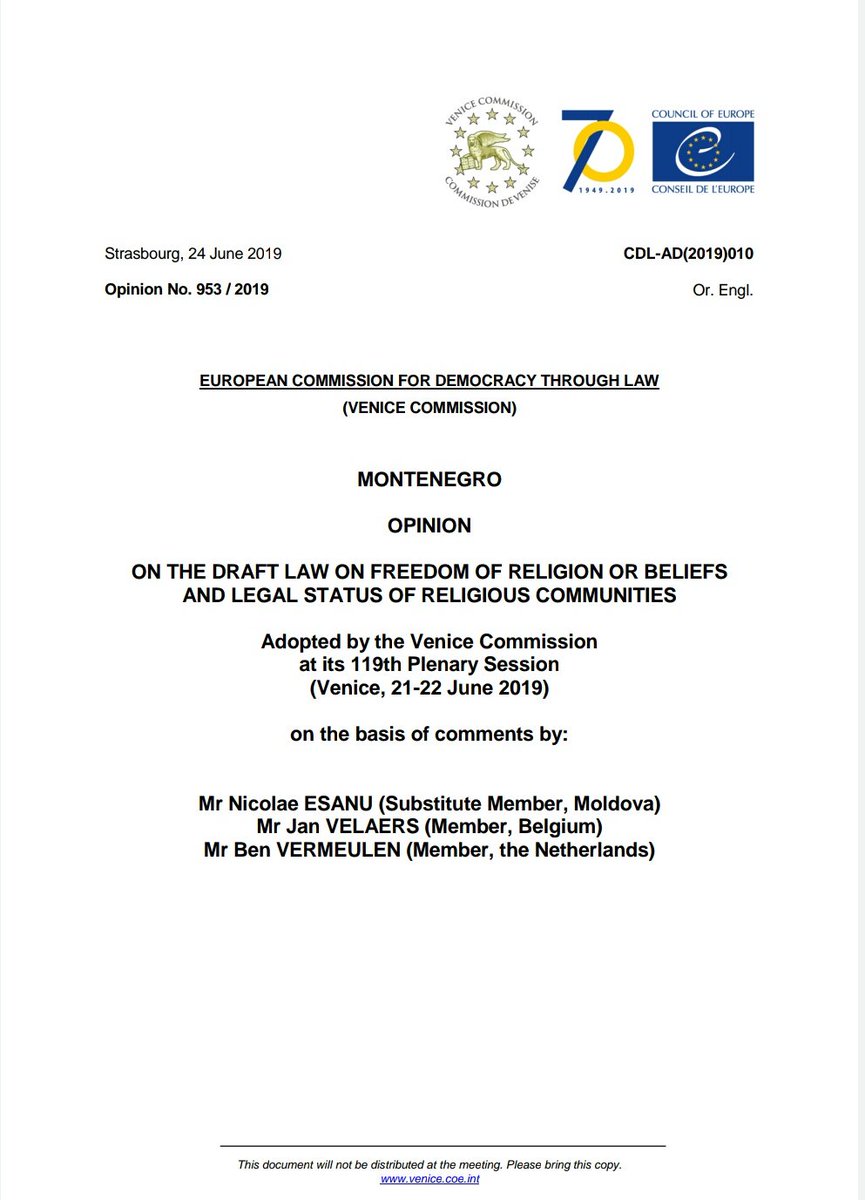 JelenaMKandic's tweet photo. 24.06.2019. godine
#mišljenje #VenecijanskaKomisija o #nacrt & #predlog kontraverznog zakona o #SlobodiVjeroispovesti #FreedomOfReligion u #CrnaGora #Montenegro.
Izdvojen deo teksta koji je EKSPLICITNO & IZRIČITO UPOZORENO na sporne članove o imovini.
#NeDamoSvetinje💪☦⛪☧✊ https://t.co/oCEXvPwyae