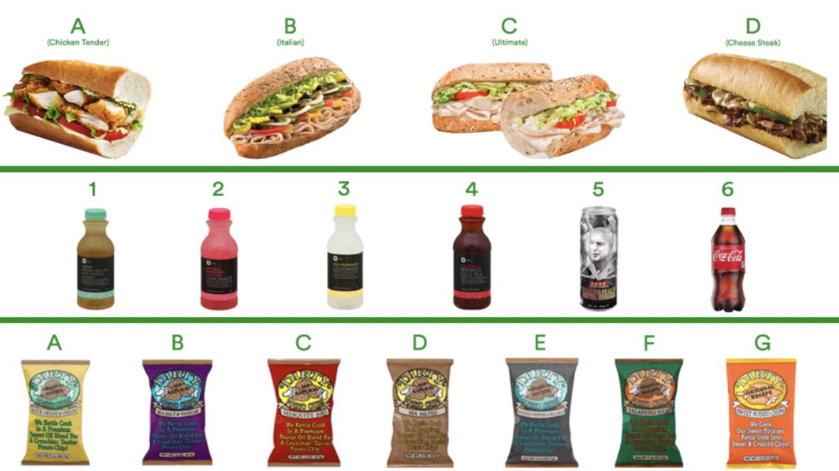 Pick your Pub sub combo. Choose one from each line.