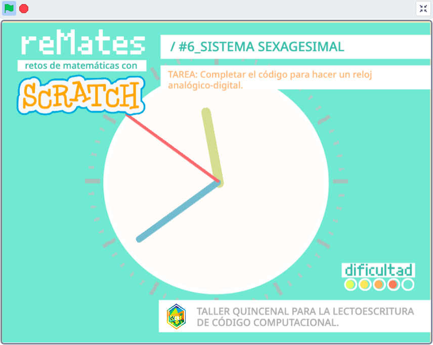 Nuevo reto de <a href="/matematicas/">Matematicas</a> y <a href="/scratch/">Scratch Team</a>. Creación de un reloj analógico-digital-mente. Sistema sexagesimal y ángulos.
Para el alumnado de 5º y 6º. Reinventa y debuguea. scratch.mit.edu/projects/36961…