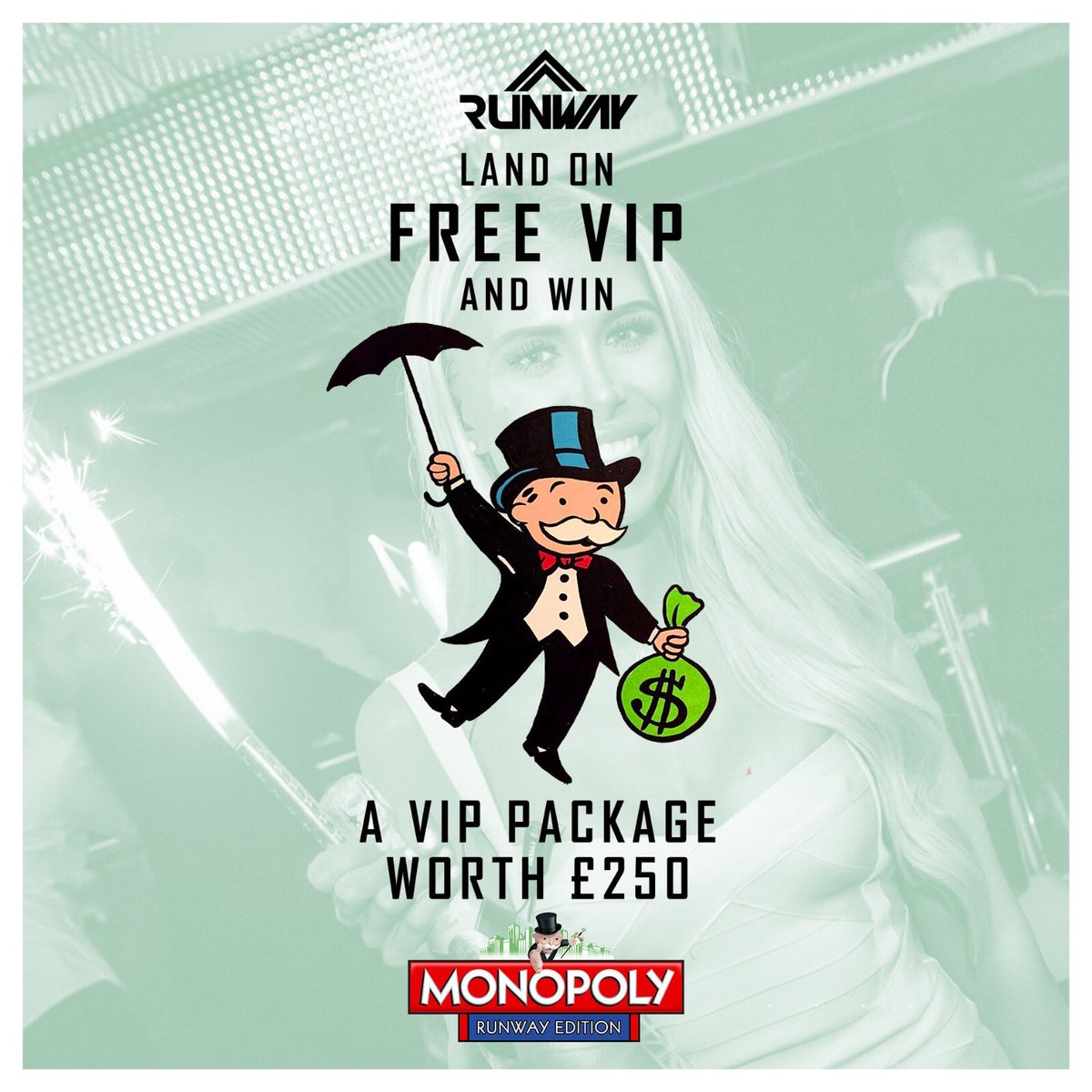 roxpromotions's tweet photo. 💲Life is full of opportunity and here at Runway we want you to TAKE A CHANCE!💲

@RunwayFriday / Monopoly Edition / Refreshers Special

🎲DM for Guestlist Entry &amp; for one week only pay what you roll (£1-£6!)🎲

50 £1 advanced tickets available at: https://t.co/wnyTtA0ZEH https://t.co/bDLiDbEZus