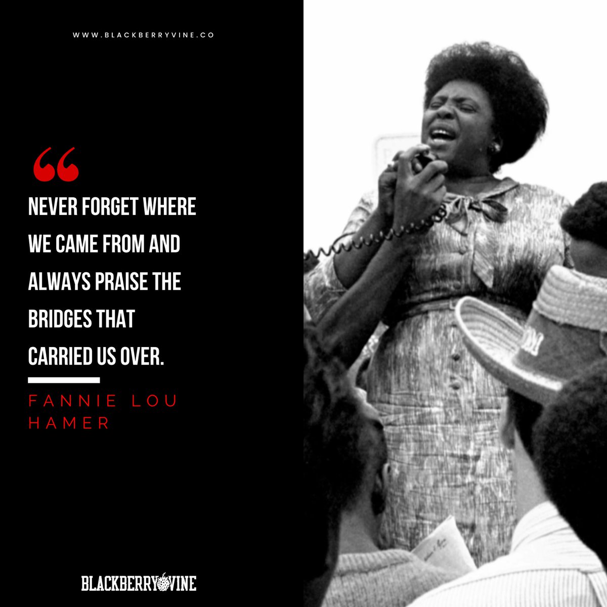blackberry_vine's tweet photo. “Never forget where we came from and always praise the bridges that carried us over.” - Fannie Lou Hamer 

#BHM #BHM365 #BHM2020 #FannieLouHamer https://t.co/CX0sMXtSyI