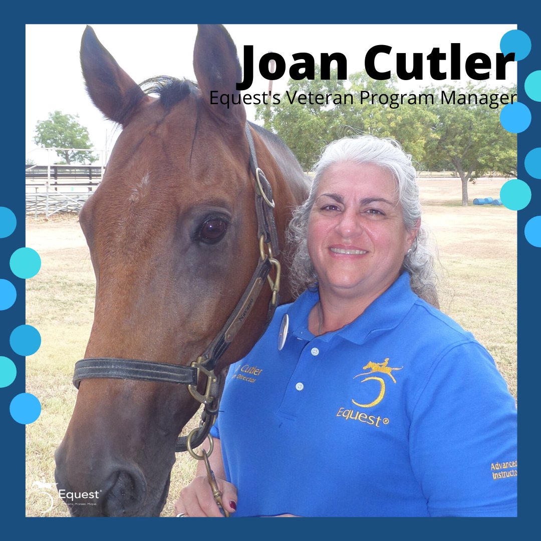 Please welcome Joan Cutler as our new Veteran Program Manager! Not only is Joan changing her role at Equest, but she's also moved offices. Joan is now located in Ellie's old office, and Ellie is located on the other side of the admin building by the kitchen.
