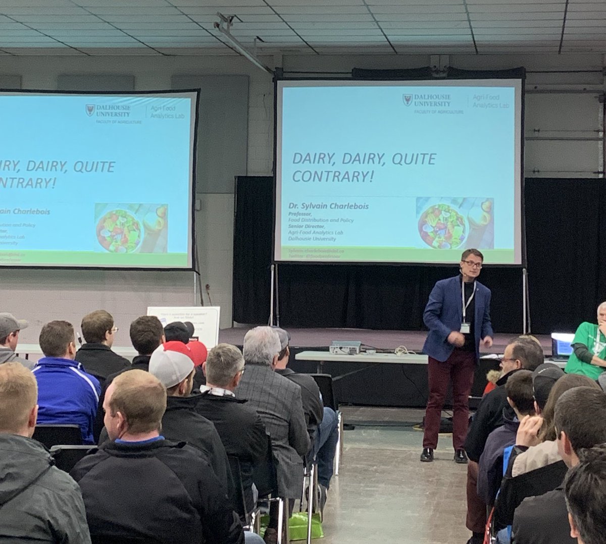 SWODSdairy's tweet photo. @FoodProfessor a food security expert joins #SWODS2020 from Dalhousie University! He offers some food for thought on the future of Canadian agriculture. “Dairy, Dairy Quite Contrary”. Is your story being heard? There’s lots of confusion out there! #ontag #dairy https://t.co/oIjf9sntPD