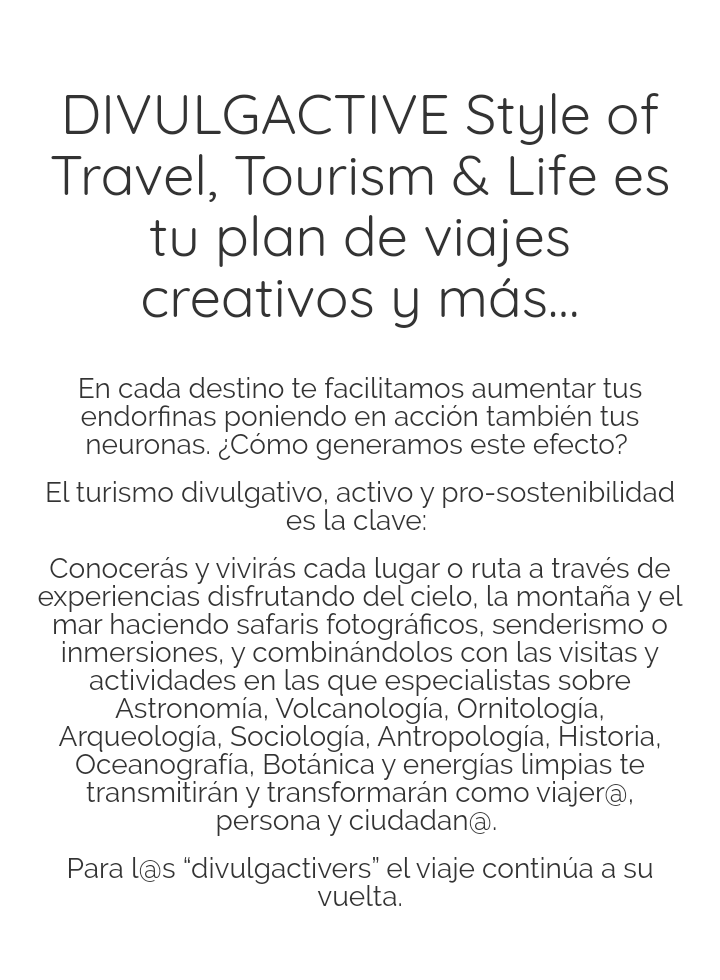 divulgactive's tweet photo. ✨☀ #Astroturismo
🌋🌿 #Geoturismo
🐬🐳 #Oceanoturismo
para
👨👩👧👨👨👧👩👩👧👦 #familias
🏫🎒📚 #colegios
(📰 en🌐 de eventos/estudios incluida:)
🔬🗿🔭#investigación
🔉💛🤓 #amateurs
🏛️🗂️📜 #entidades
info@divulgactive.com
📨📞💡🧳
#divulgación #ciencia
#turismocientífico
#Divulgactive https://t.co/M5Hbno16On