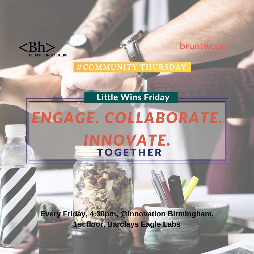 BehaviourHacker's tweet image. Come to our #LittleWinsFriday sessions and together we will celebrate our little wins and support each other in the entrepreneurial journey! 
 buff.ly/32abTJk
#CommunityThursday #BehaviourHackers #iCentrum #Entrepreneurs #Community #Serendipity @innobham @Bruntwood_UK