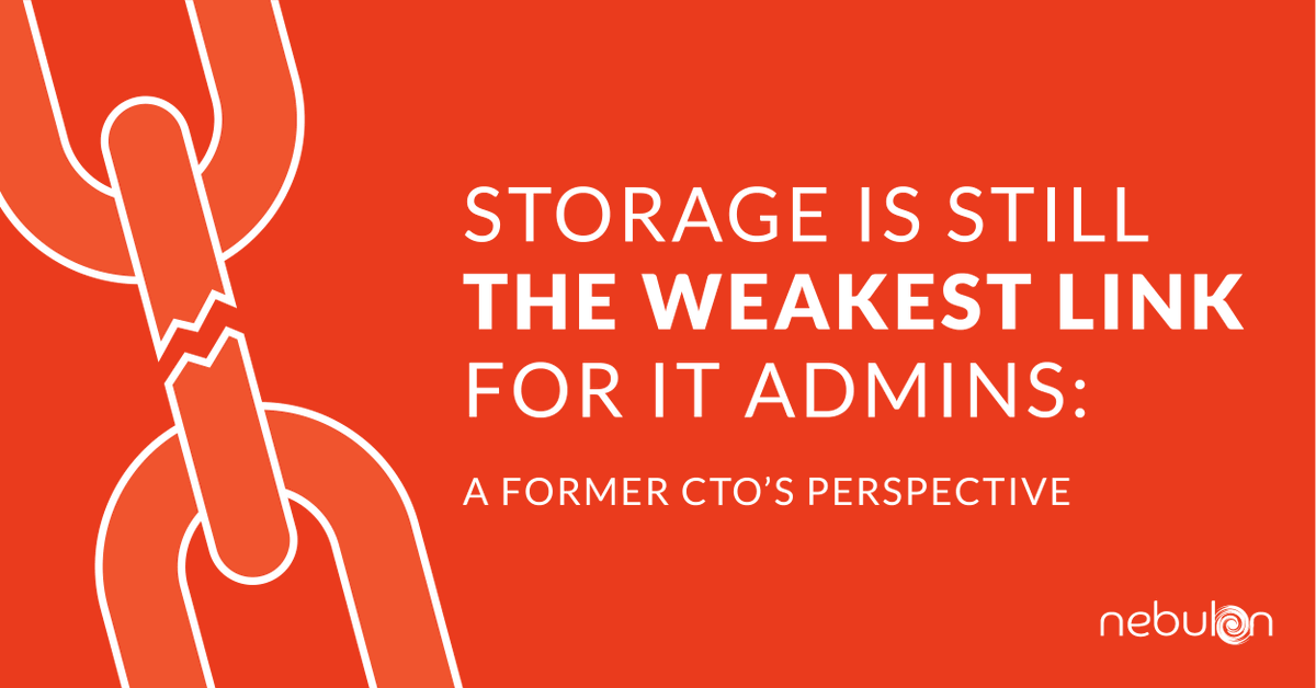 NebulonInc's tweet photo. [#BLOG] Is storage your weakest link? @mr_coops, a former CTO, discusses challenges #ITAdmins face around scale, management and cost. https://t.co/iCnmoD4GrE https://t.co/FcFmmTEd66
