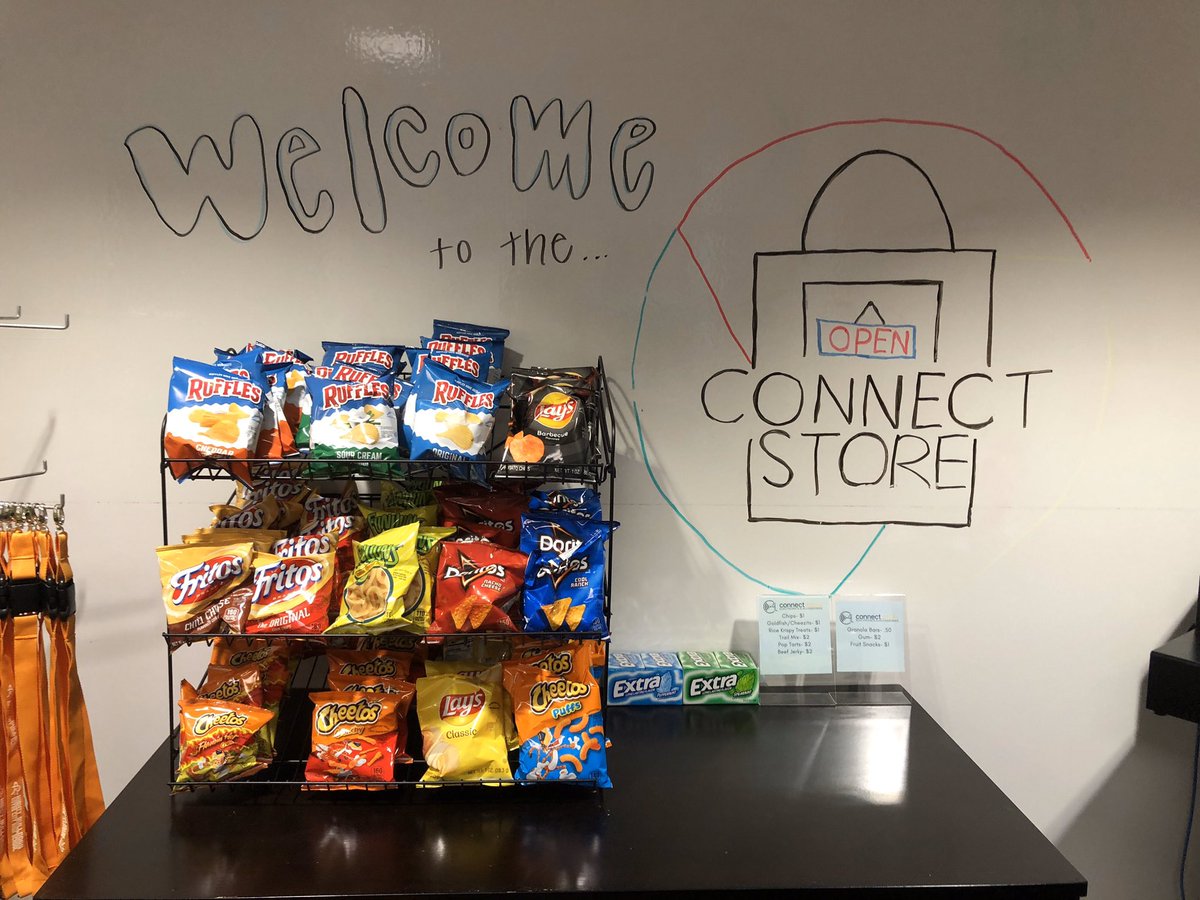 The Connect Store is restocked! Stop by during power hour to buy some tasty snacks!