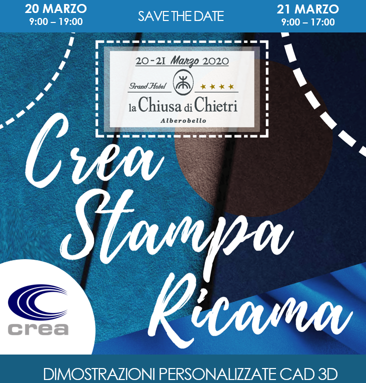 crea_solution's tweet photo. 20-21 Marzo | Crea Stampa Ricama 2 | Grand Hotel la Chiusa di Chietri, Alberobello, Bari | Dimostrazioni Live CAD 2D/3D Crea Solution https://t.co/ZjN22Xb8wq