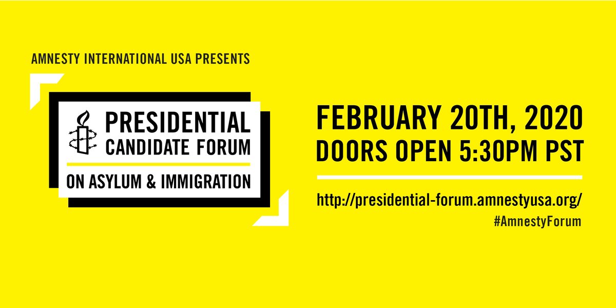 Refugee Congress is a proud cosponsor of tonight's #AmnestyForum.

Tune in at 9pm ET/6pm PT to hear from the 2020 presidential campaigns on their visions for #immigration policy. <a href="/amnestyusa/">Amnesty International USA</a> 

presidential-forum.amnestyusa.org
