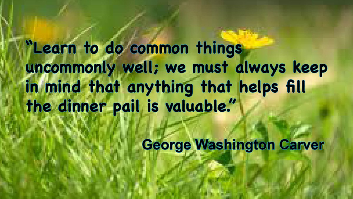 BrillCreative's tweet photo. "Learn to do common things uncommonly well; we must always keep in mind that anything that helps fill the dinner pail is valuable." George Washington Carver #ThoughtForTheDay https://t.co/cqeNP8N8S2