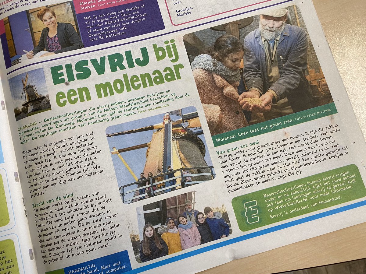 Deze week in @Jong010: Eisvrij bij een molenaar! #Rotterdam #onderwijs