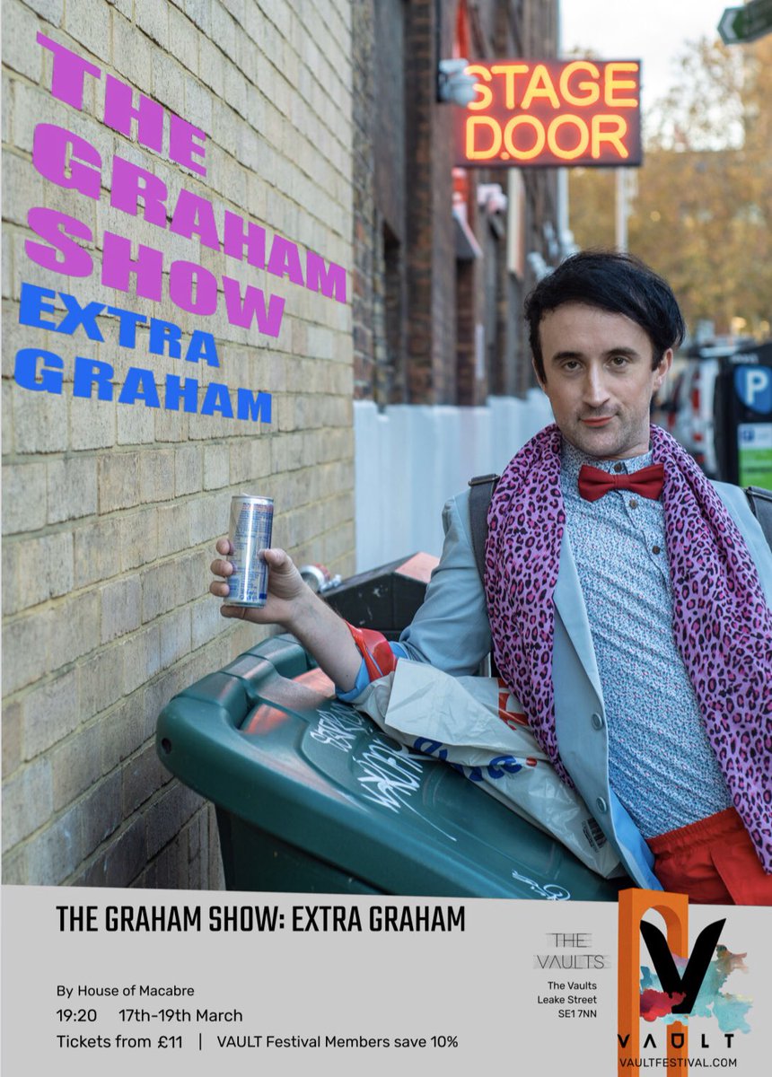 It’s only my face on a poster! Courtesy of <a href="/patrickfysh/">Patrick Fysh</a> and <a href="/Nic_Lamont/">Nic Lamont 🦇</a> for my upcoming @VAULTFestival show 17-19 March 7.20pm! Get yourselves down and let’s party! #VAULTFestival2020 #comedy #cabaret