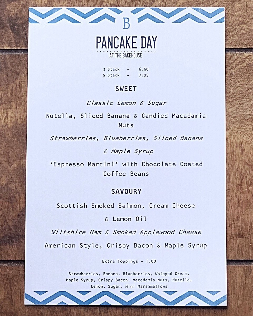 Are you joining us next door at our <a href="/TheBakeHouse3/">The BakeHouse</a> on Pancake Day (25th February)? These are the delicious options that will be available on the day! We will also have some delicious pancake options on our specials board in the restaurant so nobody needs to miss out! 😋