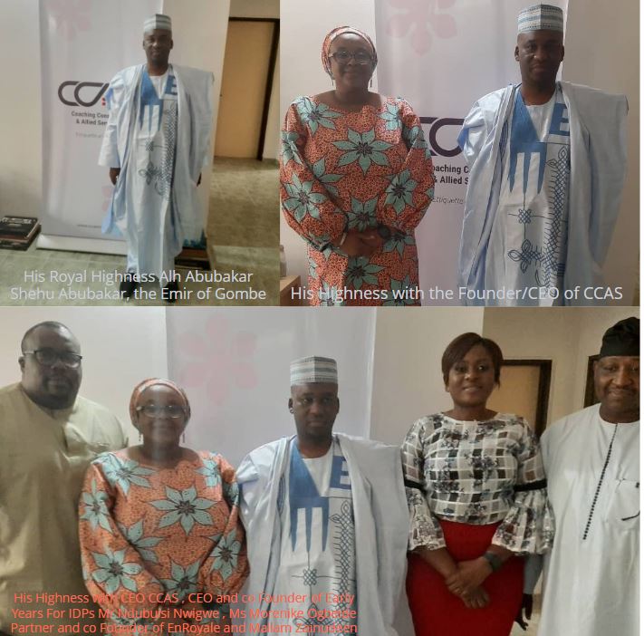 officialccasng's tweet photo. I had the pleasure of meeting with His Royal Highness The Emir of Gombe Alh Abubakar Shehu Abubakar,we discussed areas of collaboration with #CCAS. The visit was aimed at improving the mutual cooperation between His Royal Highness's NGO, #Early Years for IDPs &amp; #EnRoyale. https://t.co/Yy2cbZgSIR