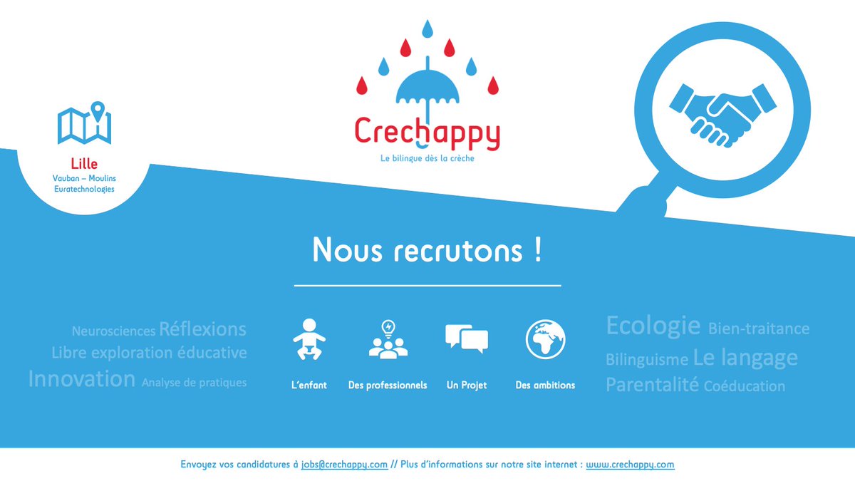 ExperienceEJE's tweet photo. Nous recrutons !
A diffuser largement :-)
Plus d'informations en messages privés ou via notre site internet.

#crechappy #recrutement #crèche #lille #bientraitance #ecologie #neurosciences #reflexions #libreexplorationeducative #bilinguisme https://t.co/hf7uF6QWkn