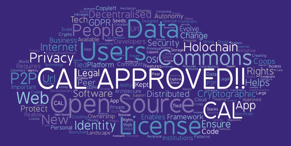 Holochain's tweet image. #CAL – First Open Source license designed for Decentralized Apps 

&quot;The CAL is flexible for developers and businesses by including exceptions for linked and co-compiled code.&quot;

Read the full PR : holo.host/wp-content/upl…

Special thanks to Van Lindberg!

#coops #coop #p2p