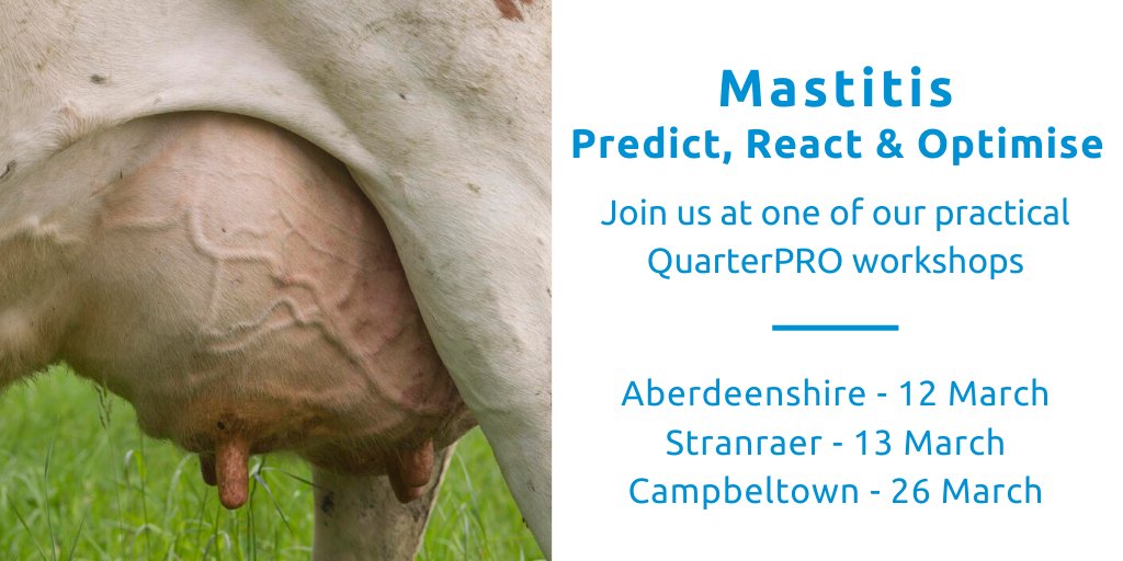 AHDB_Dairy's tweet photo. Due to popular demand we have added 3 new #QuarterPRO meetings in Scotland next month. If you want to learn how to improve mastitis control on your farm, book here:
Aberdeenshire - https://t.co/mWYDOh9qZK 
Stranraer - https://t.co/vDDeUAJPlL 
Campbeltown - https://t.co/pvc9mHmBCR https://t.co/Z5tYpaWQ4n
