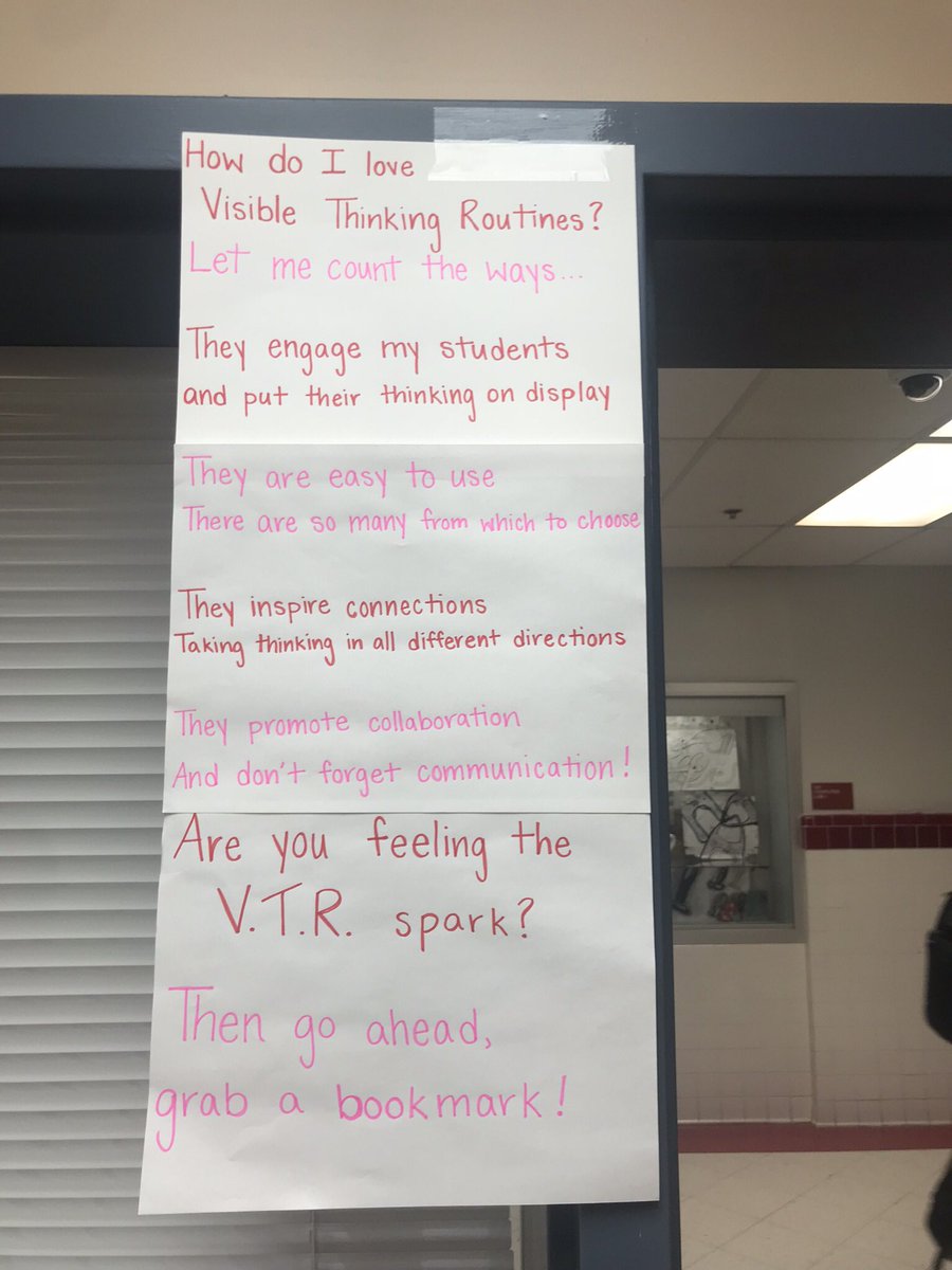 MrsLanghorne's tweet photo. Want to fall in love with #visiblethinking routines? Then come to our party @mcleanhigh today in the BLC! We will have snacks while we learn and collaborate, and you can win a prize! #leapoflearning #McVentures @RonRitchhart @FCPSR2 https://t.co/fxflXfb6V5