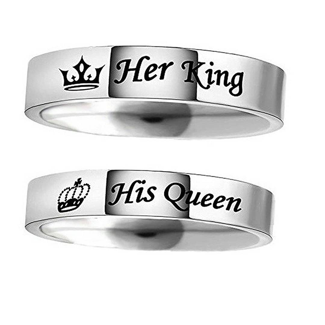XAHH His & Hers King Queen Heart Couple Ring India | Ubuy