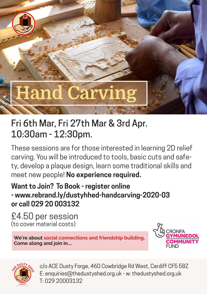 DustyShed's tweet photo. New Hand Carving Sessions.
We regularly get asked for the Hand Carving so we're continuing to run these sessions, so please sign up as places are limited!

Sessions will take place on:
• Fri 6th &amp; Fri 27th March,
• Fri 3rd April.
To book a place go to - https://t.co/ium1HxPSl1. https://t.co/TFy4DX4OtG