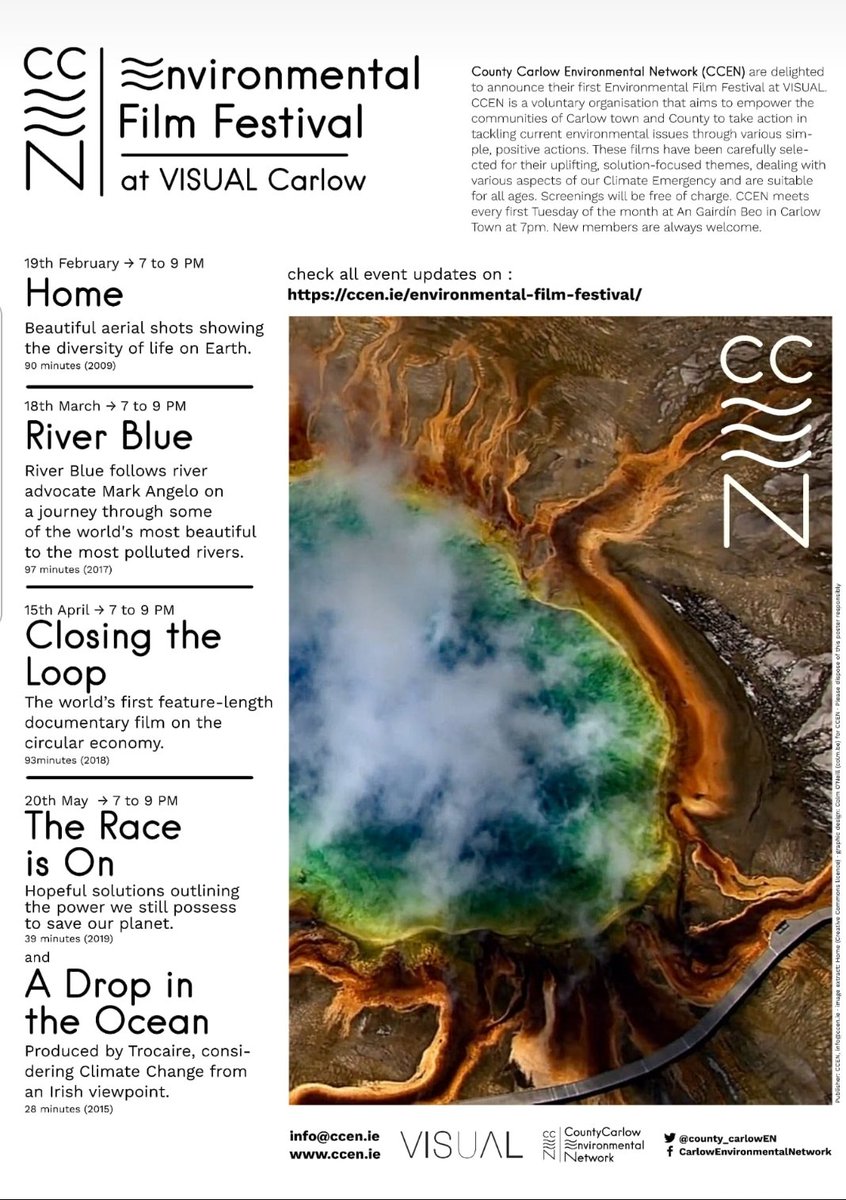 county_carlowEN's tweet image. Thanks so much to everyone who was able to make our inaugural environmental film HOME at @VisualCarlow last night. Four more films still to show over the next three months &amp;amp; great feedback already #climateaware #ClimateAction #environmental #enviro