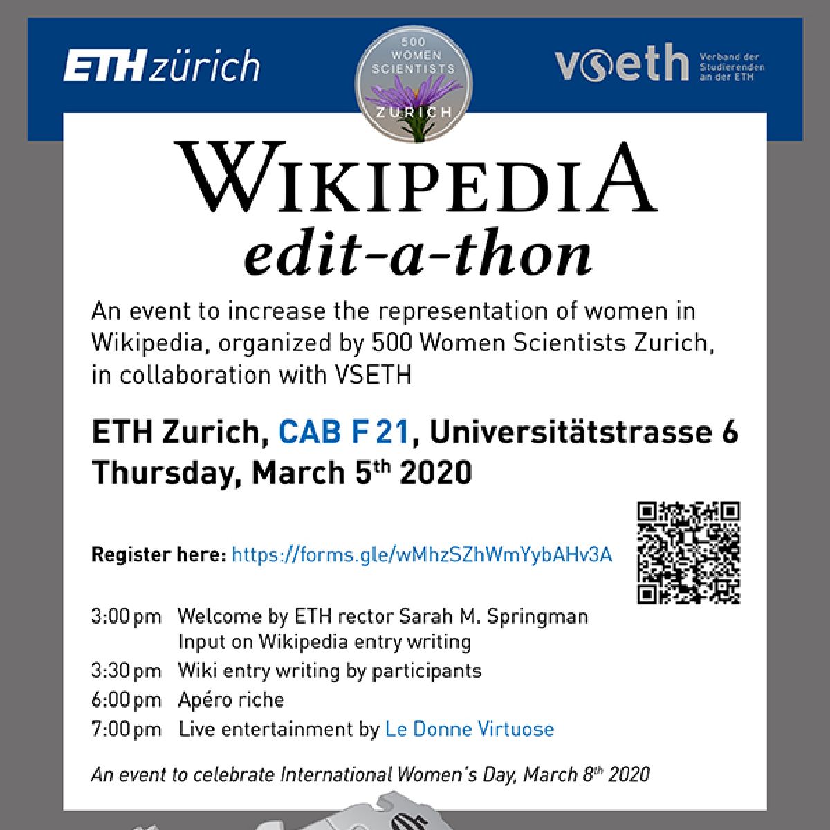 Eth Zurich Would You Like To Help Increase The Representation Of Women In Wikipedia Then Join The Wikipedia Edit A Thon On 5 March Whether Female Or Male Both Students And Employees