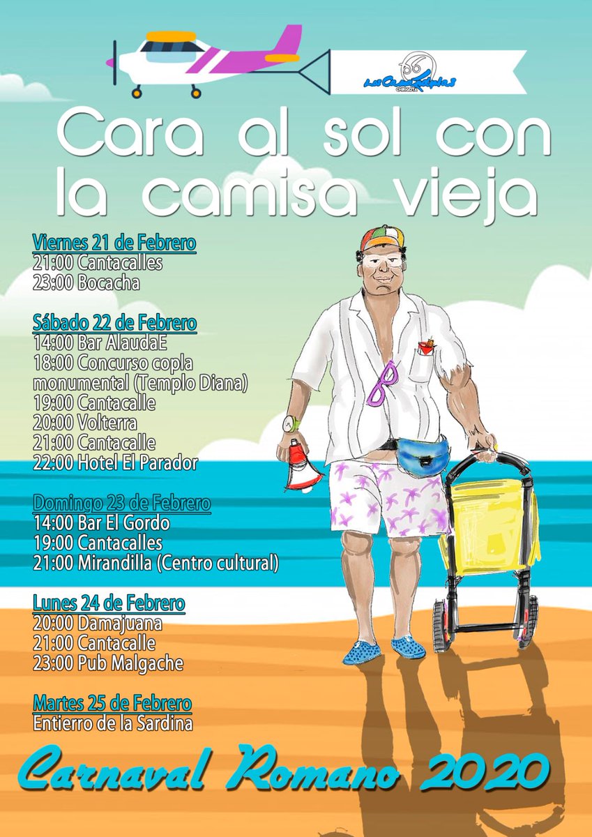 Recordad que esta noche es la gran final del #carnavalromano2020, actuamos en último lugar, no dormirse porfavó!!!
Y de paso os dejamos aquí el cartel con las actuaciones que tendremos estos carnavales. 
Suerte a todos hoy!! Viva el carnaval!!