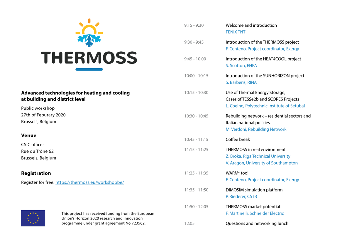 ThermossEu's tweet photo. We have finalized the #thermoss public workshop agenda and added some interesting speakers! The workshop is taking place next week in Brussels. 🇧🇪 Final agenda and free registration available on our website! 👇

https://t.co/T7llvi7L8g

#H2020 #retrofit #solar #thermal #renewable https://t.co/wo7AfVesbC