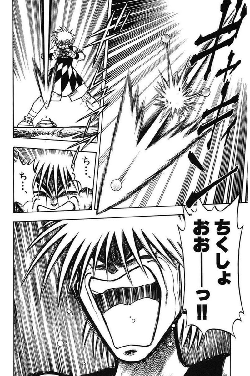 ハクジョウ ビーダマン漫画って良くサバゲ漫画って呼ばれるけど サバゲ漫画と一番違う点はこういう相手のビー玉を止める描写だと思う こうゆうのがあると避ける以外の選択肢が出来て少年漫画っぽい熱い打ち合いもできる それに強敵のヤベー奴感も出すことが