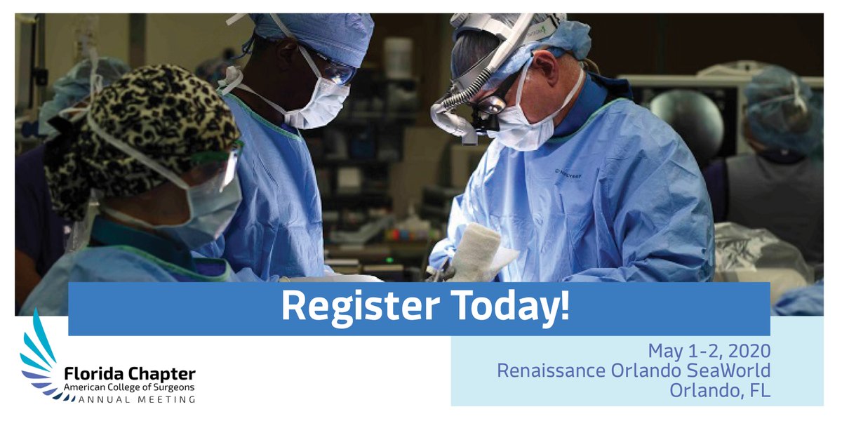 FloridaACS's tweet photo. Save the Date ✅ for theFCACS 2020 Annual Meeting taking place May 1-2, 2020 at the Renaissance Orlando at SeaWorld®. This conference is the premier education &amp; networking event for Florida’s community of surgeons, fellows &amp; more. 👉 Register now! https://t.co/dvoc1EQT0d #FCACS20 https://t.co/Od97drswsO