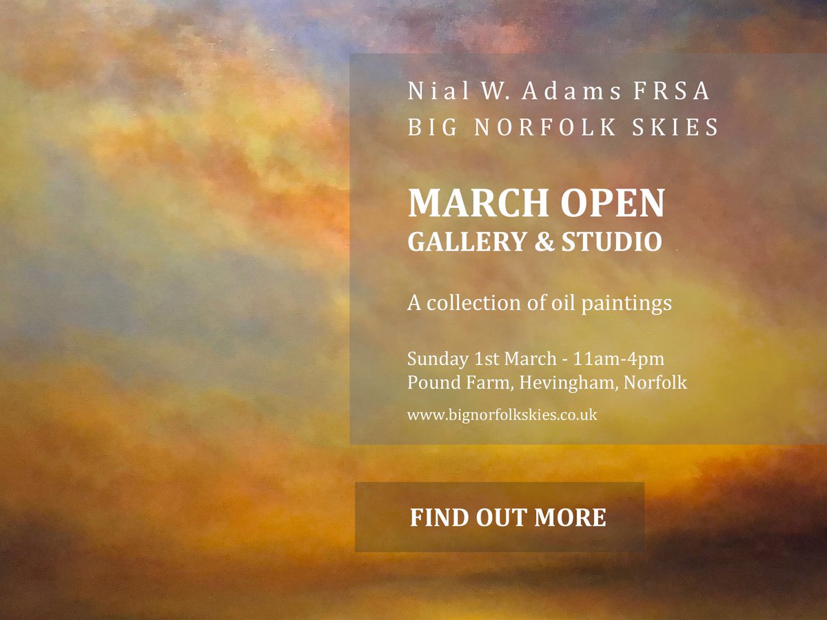 nialadams's tweet photo. Open Gallery and Studio coming up; Sunday 1st March. All welcome https://t.co/7IYau7IUat #art #gallery #norfolk #artist Please RT, thanks! https://t.co/1IYJqrrUTR