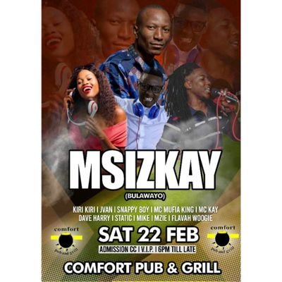 WoohaaMusic's tweet photo. Make a date with @Msizkay in Vic Falls at Comfort Pub and Grill this coming Saturday the 22nd of February 2020🕺🕺🕺🎼🎼🎼

#LivePerformance
#GoodMusic
#AfroEpic
#Vibe
#LitLitLit https://t.co/xuFxmKPSiG