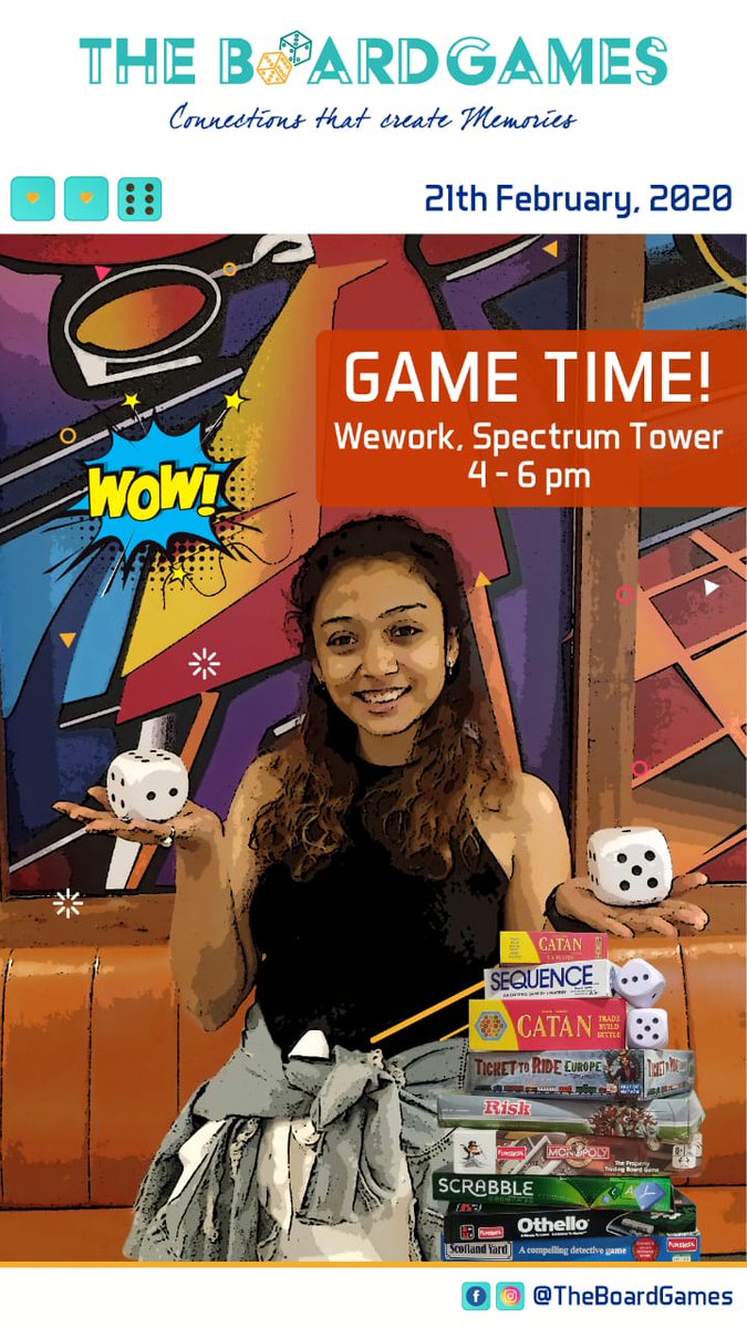TheBoardGames1's tweet photo. Announcing our sixth #MeetUp! 🎲☕ #TheBoardGames on the 21th of February 2020, 4:00pm - 6:00pm at Wework, Sepctrum Tower, Malad West

Join us with your friends for the experience of board games.
*Entry Free*
*Limited Seats so Hurry!* RSVP only. https://t.co/WZ1NSuLC6t