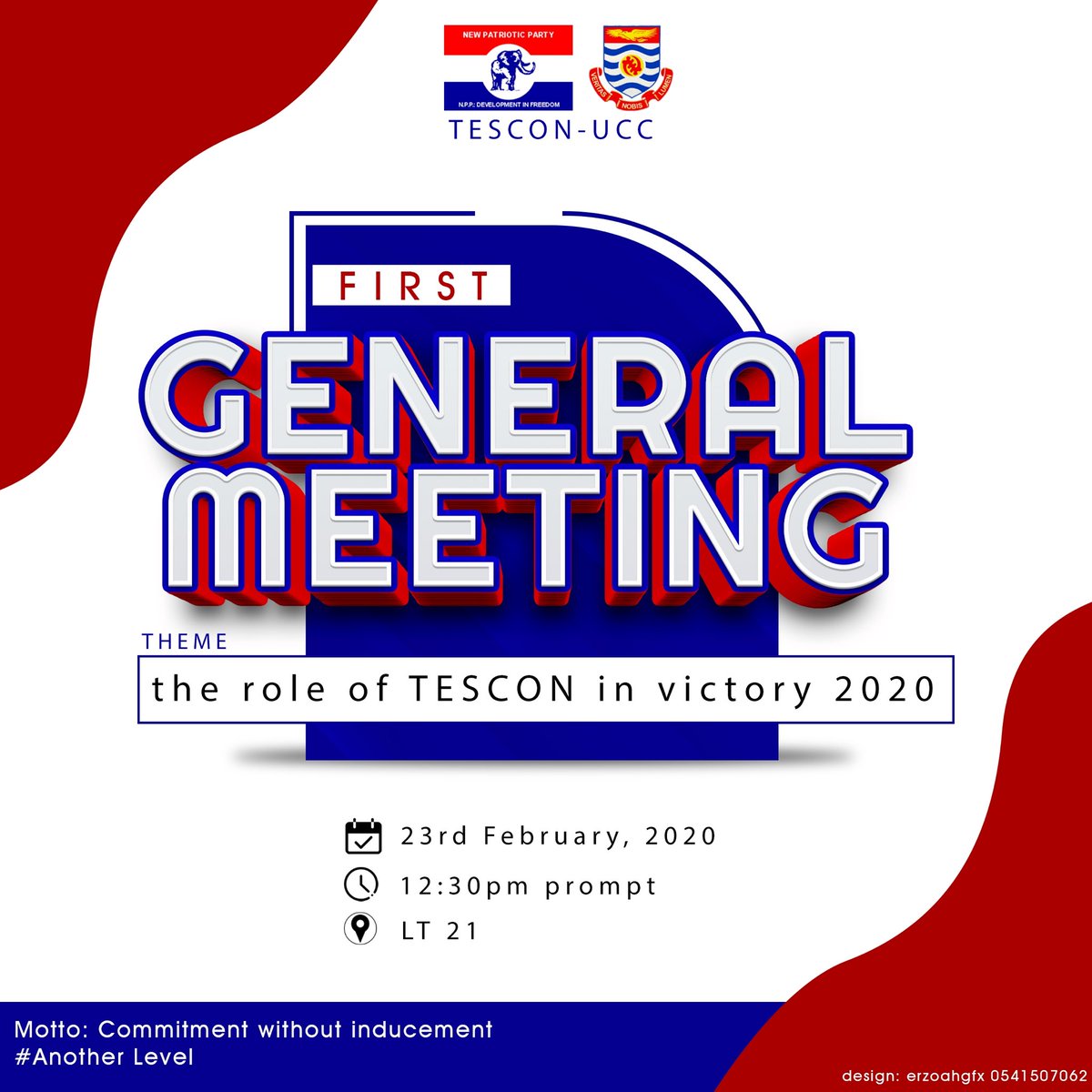 Tesconucc1's tweet photo. Our First General meeting comes off this Sunday 23th February,2020, 12:30pm at LT 21. 
THEME: The Role of TESCON in victory 2020. You can’t afford to miss this. See you there🔥🔥🔥
#commitment #without #inducement
#Another #Level https://t.co/8XPteckHt5
