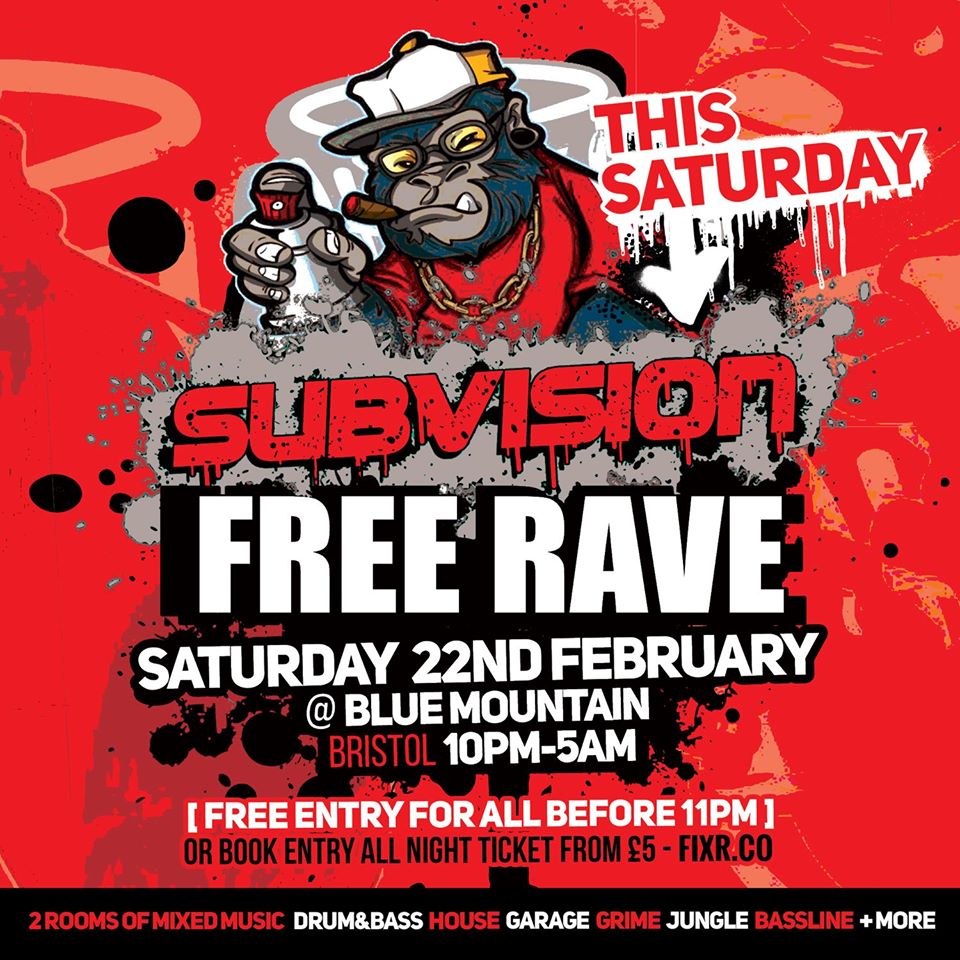 1BlueMountain1's tweet photo. THIS WEEKEND AT @1BlueMountain1 #Bristol.... 2x Free Raves - Can you stand it?

🚨 FRI: Blue Mountain Free Rave W/ @DJ_DAZEE: https://t.co/PwUZJmDhkC

🚨 SAT: #Subvision Free Rave: https://t.co/zb6l7FbqEk

🚨 #DnB #UKG #Jungle #Bassline #HouseMusic #Dubstep #Dancehall #Reggae https://t.co/coYiOd13h4