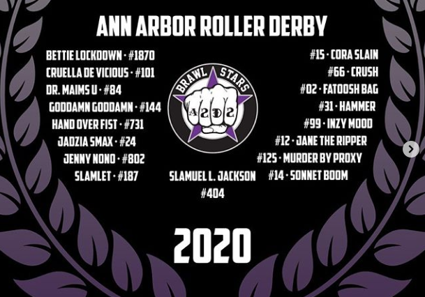 thederbyapex's tweet photo. The 2020 charter for 28th ranked Ann Arbor is out! #DerbyTwitter
ON: Cruella De Vicious, Crush, Jane the Ripper, Jenny NoNo, Murder By Proxy
OFF: Pain Train, Bacon, Fracture Mechanics, Jackie O Bashes, Looks That Kill, Mel Havelka, Terror Misu https://t.co/JV5q6Eji9W