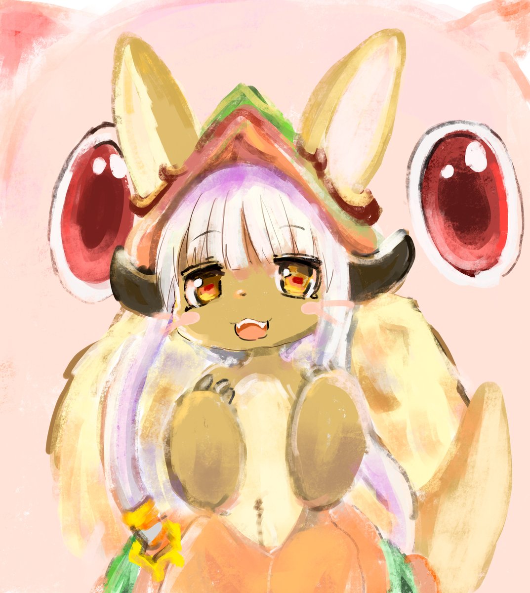 nanachi (made in abyss) furry 1other animal ears open mouth solo looking at viewer smile  illustration images