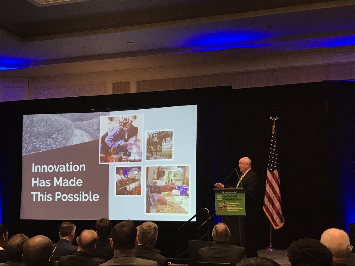 Secretary Perdue discussing the importance of innovation, connectivity and precision agriculture for the future of U.S. farmers. <a href="/JohnDeere/">John Deere USA</a> @SecretarySonny <a href="/usda_oce/">USDA Office of the Chief Economist</a>