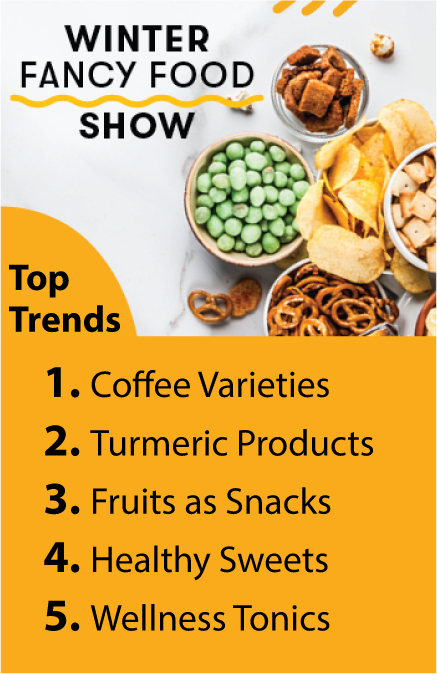 portjersey's tweet image. These are the top 5 trends we saw at the 2020 Winter Fancy Food Show. Do you agree?

1. Coffee Varieties
2. Turmeric Products
3. Fruits as Snacks
4. Healthy Sweets
5. Wellness Tonics

#WinterFancyFoodShow #WFFS #FancyFood #SpecialtyFood #FoodTrends #FoodandBeverage